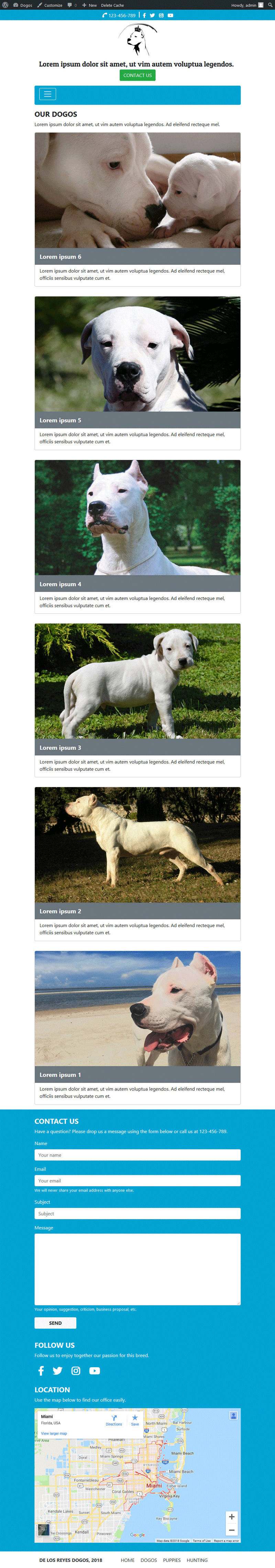 Website "De Los Reyes Dogos": Page "Archive" viewed on small-screen devices.