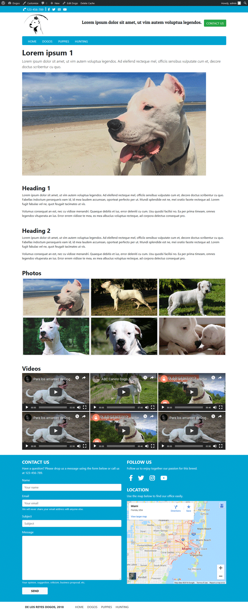Website "De Los Reyes Dogos": A single page viewed on large-screen devices.