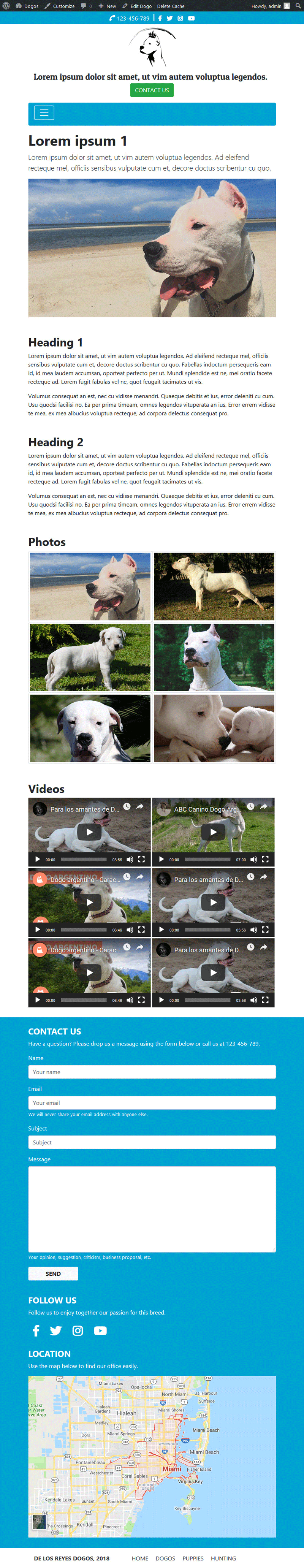 Sitio web "De Los Reyes Dogos": Página vista en dispositivos de pantalla pequeña.
