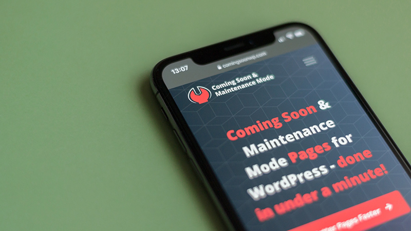 WordPress maintenance mode screen on mobile.