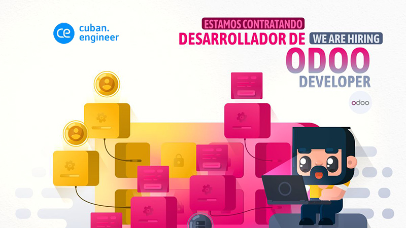 Banner indicating that Cuban Engineer is hiring an Odoo developer.