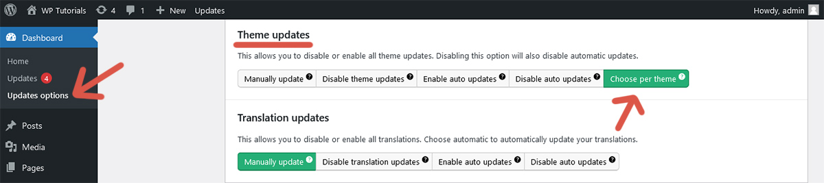 Button to indicate that update configuration for themes is per theme.