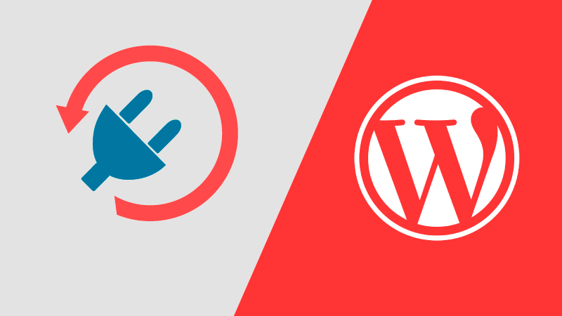 WordPress logo near a plugin rollback icon.