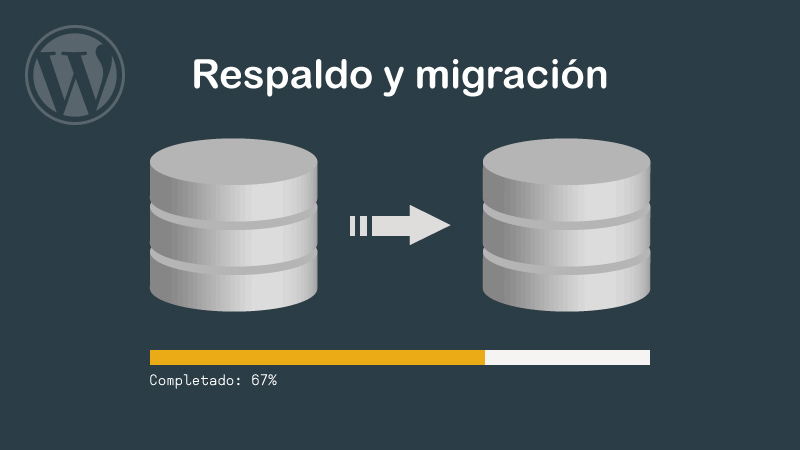 Banner about backup and migration in WordPress.